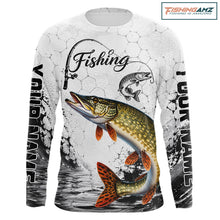 Load image into Gallery viewer, Custom Name Northern Pike Fishing Long Sleeve Performance Shirt, Pike Fishing Jersey