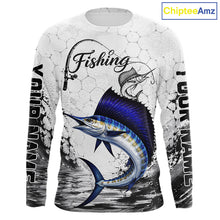 Load image into Gallery viewer, Custom Name Sailfish Fishing Long Sleeve Performance Shirt, Sailfish FIshing Jerdey