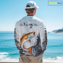 Load image into Gallery viewer, Custom Name Redfish Fishing Long Sleeve Performance Shirt, Red Drum Gift for Fisher