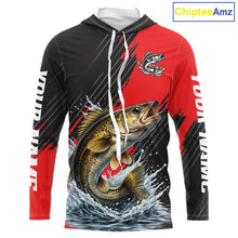 Load image into Gallery viewer, Walleye Fishing Long Sleeve Hooded Tournament Shirts, Personalized Walleye Fishing Jerseys NHT585