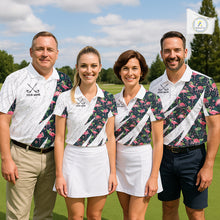 Load image into Gallery viewer, Flamingo Womens Golf Polo Shirts, Colorful Tropical Flamingo Pattern, Tropical Golf Shirt NHT590