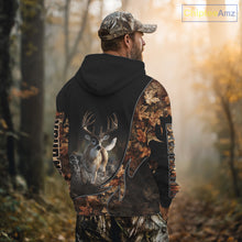 Load image into Gallery viewer, Deer Hunting Big Game Shirt 3D All Over Print, Black Camo Autumn, Custom Name Gift NHT164