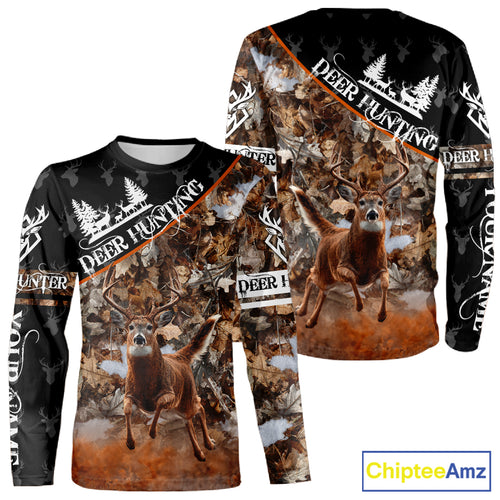 Best Whitetail Deer Hunting Shirt Black Brown Forest Camo 3D All Over Print For Deer Hunters NHT55