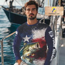 Load image into Gallery viewer, Personalized Bass Custom Texas Flag Performance Fishing Shirts, Bass Fishing Shirts Long Sleeve For Men NHT607