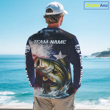 Load image into Gallery viewer, Personalized Bass Custom Texas Flag Performance Fishing Shirts, Bass Fishing Shirts Long Sleeve For Men NHT607