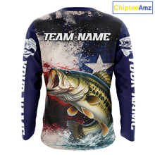 Load image into Gallery viewer, Personalized Bass Custom Texas Flag Performance Fishing Shirts, Bass Fishing Shirts Long Sleeve For Men NHT607