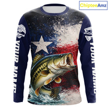 Load image into Gallery viewer, Personalized Bass Custom Texas Flag Performance Fishing Shirts, Bass Fishing Shirts Long Sleeve For Men NHT607