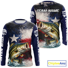 Load image into Gallery viewer, Personalized Bass Custom Texas Flag Performance Fishing Shirts, Bass Fishing Shirts Long Sleeve For Men NHT607