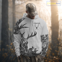 Load image into Gallery viewer, Deer Hunting Shirt Best 3D All Over Print Skull Deer Personalized Name Gray Camo NHT62