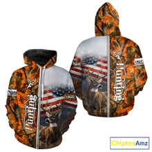 Load image into Gallery viewer, Custom Camouflage Deer Hunting With US Flag For Men, Hoodie Hunting Shirt NHT323