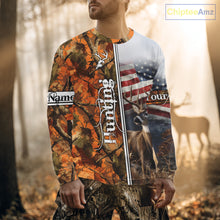 Load image into Gallery viewer, Custom Camouflage Deer Hunting With US Flag For Men, Hoodie Hunting Shirt NHT323