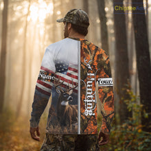 Load image into Gallery viewer, Custom Camouflage Deer Hunting With US Flag For Men, Hoodie Hunting Shirt NHT323