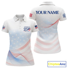 Load image into Gallery viewer, Personalized America 250 Years Shirt Custom Name Patriotic USA Stars Women's Polo Golf Shirt