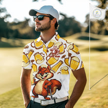 Load image into Gallery viewer, Custom Funny Squirrel Men's Golf Polo Shirts - Personalized Beer Lover Performance Jersey
