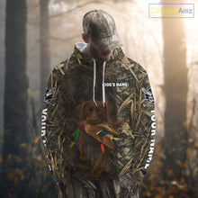 Load image into Gallery viewer, Personalized Mallard Duck Hunting Shirt with Chocolate Lab, Custom Dog’s Name Camouflage NHT264