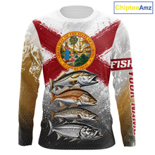 Load image into Gallery viewer, Florida Flag Fishing Jersey Inshore Grand Slam Snook Redfish Trout Tarpon Gift 