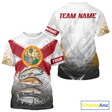 Load image into Gallery viewer, Florida Flag Fishing Jersey T- shirt Inshore Grand Slam Snook Redfish Trout Tarpon Gift 