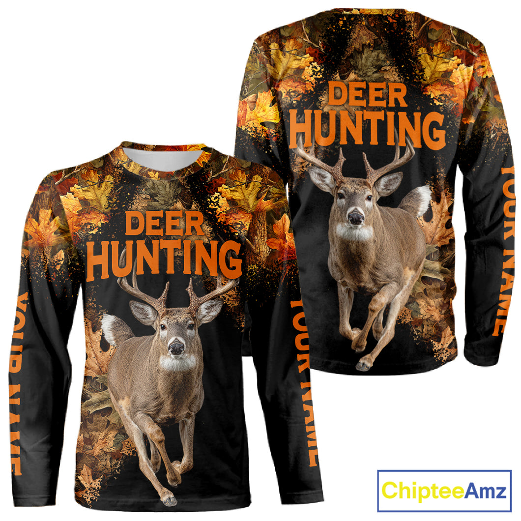 Deer Hunting Black With Camo Autumn - Personalized All Over Print Deer Hunting Clothes NHT182