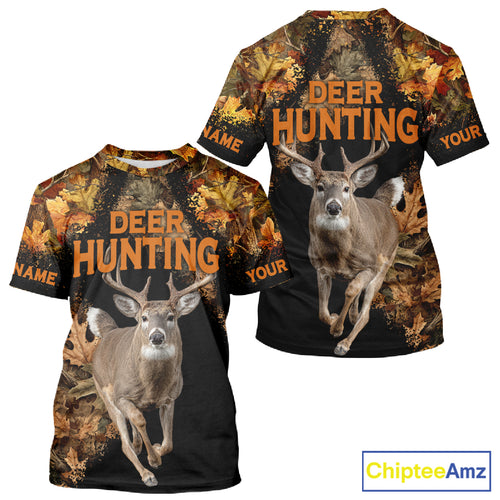 Deer Hunting Black With Camo Autumn - Personalized All Over Print Deer Hunting Clothes NHT182