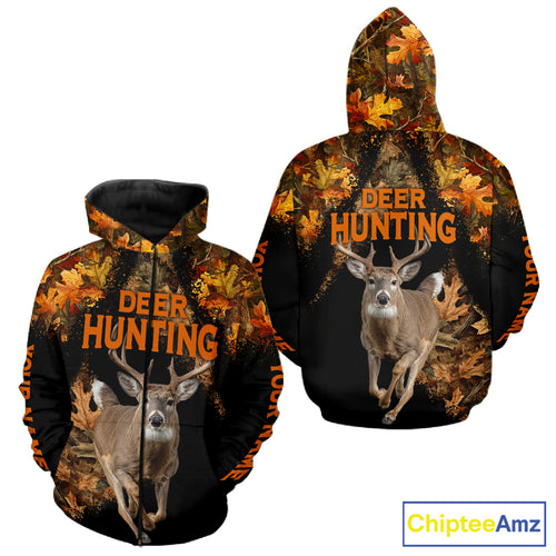 Deer Hunting Black With Camo Autumn - Personalized All Over Print Deer Hunting Clothes NHT182