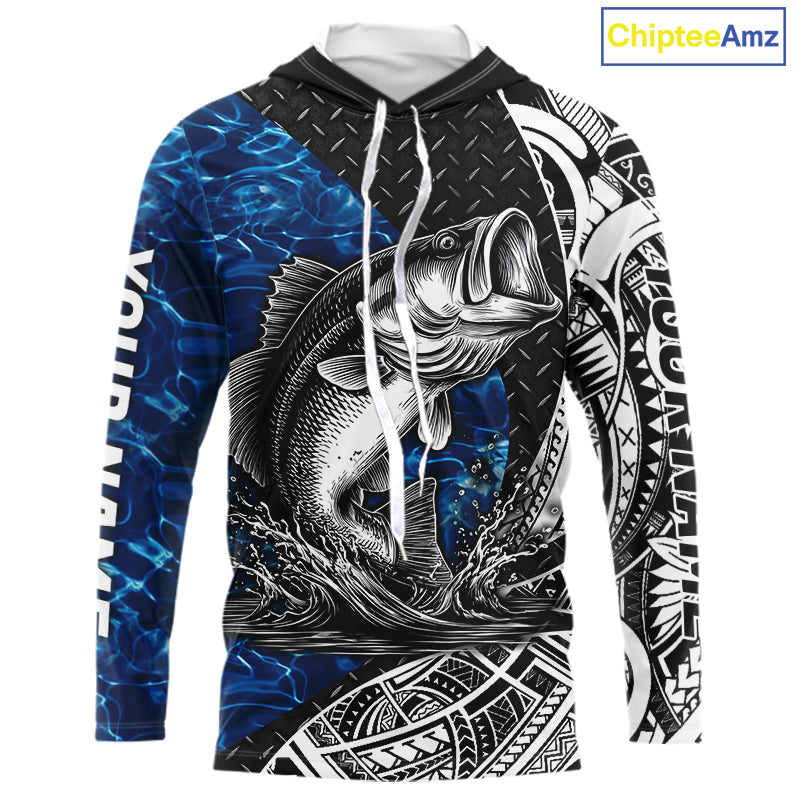 Largemouth Bass Blue Fishing Shirts Long Sleeve Hooded, Fishing Gift  NHT383