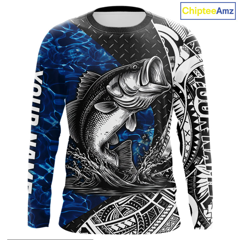Largemouth Bass Blue Fishing Shirts Long Sleeve, Fishing Gift NHT383