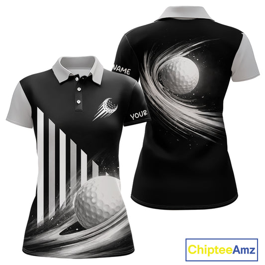 Personalized Gray Golf Polos Shirts For Womens Custom Golf Ball Clubs, Best Golf Gift NHT627
