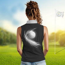 Load image into Gallery viewer, Personalized Gray Sleeveless Golf Polos Shirts For Womens Custom Golf Ball Clubs, Best Golf Gift NHT627