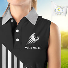 Load image into Gallery viewer, Personalized Gray Sleeveless Golf Polos Shirts For Womens Custom Golf Ball Clubs, Best Golf Gift NHT627