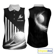 Load image into Gallery viewer, Personalized Gray Sleeveless Golf Polos Shirts For Womens Custom Golf Ball Clubs, Best Golf Gift NHT627