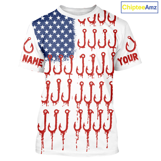 American Flag & Hook UV Protection Fishing Shirt – Fishing Jersey For Anglers NHT390