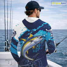 Load image into Gallery viewer, Custom Yellowfin Tuna Hooded Long Sleeve Fishing Shirts For Men, Design Tuna Fishing Jerseys NHT634