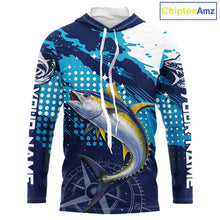 Load image into Gallery viewer, Custom Yellowfin Tuna Hooded Long Sleeve Fishing Shirts For Men, Design Tuna Fishing Jerseys NHT634