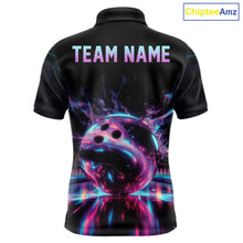 Load image into Gallery viewer, Black polo shirt with colorful design and 'TEAM NAME' text on the back, brand 'ChipteeAmz' visible.