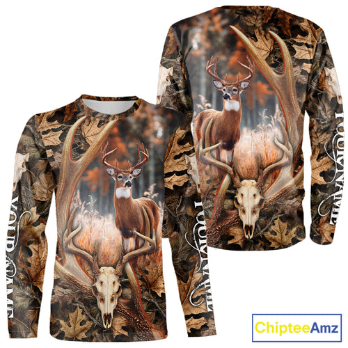 Deer Skull Reaper Hunting Camouflage Hunting Clothes Customize 3D All Over Printed Shirts NHT185