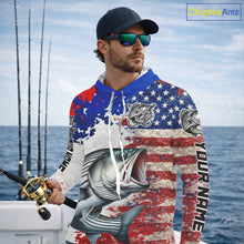 Load image into Gallery viewer, Custom Striped Bass Fishing Saltwater Performance Shirts, Hooded Fishing Shirt For Men NHT498