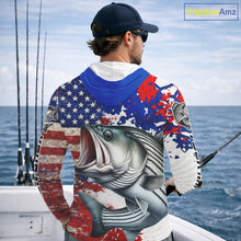 Load image into Gallery viewer, Custom Striped Bass Fishing Saltwater Performance Shirts, Hooded Fishing Shirt For Men NHT498