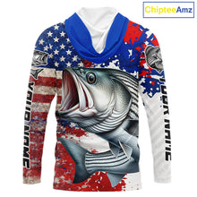 Load image into Gallery viewer, Custom Striped Bass Fishing Saltwater Performance Shirts, Hooded Fishing Shirt For Men NHT498