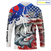 Load image into Gallery viewer, Custom Striped Bass Fishing Saltwater Performance Shirts, Hooded Fishing Shirt For Men NHT498