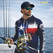 Load image into Gallery viewer, Personalized Bass Long Sleeve Performance Fishing Shirts, Hooded Bass Custom Texas Fishing Jersey  NHT502