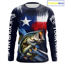 Load image into Gallery viewer, Personalized Bass Long Sleeve Performance Fishing Shirts, Bass Custom Texas Fishing Jersey  NHT502
