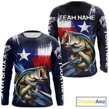 Load image into Gallery viewer, Personalized Bass Long Sleeve Performance Fishing Shirts, Bass Custom Texas Fishing Jersey  NHT502