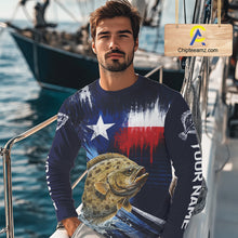 Load image into Gallery viewer, Personalized Flounder Long Sleeve Performance Fishing Shirts, Flounder Custom Texas Fishing Jersey NHT504