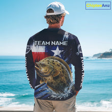 Load image into Gallery viewer, Personalized Flounder Long Sleeve Performance Fishing Shirts, Flounder Custom Texas Fishing Jersey NHT504