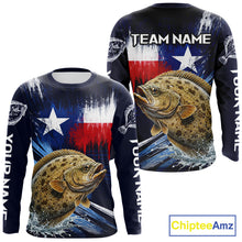Load image into Gallery viewer, Personalized Flounder Long Sleeve Performance Fishing Shirts, Flounder Custom Texas Fishing Jersey NHT504