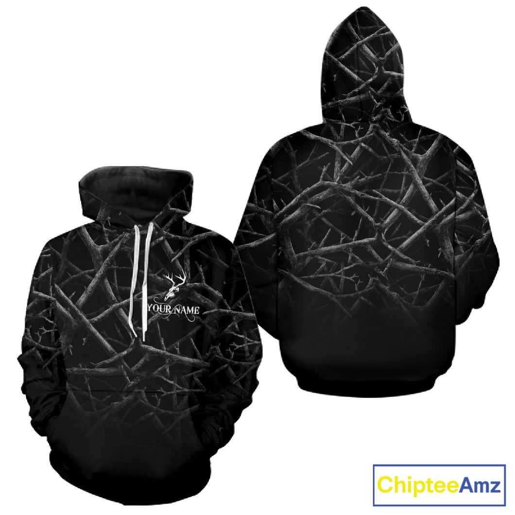 Best Deer Hunting Shirt Black Camo Customize Name 3D All Over Printed Shirts, Hunting Gift NHT82