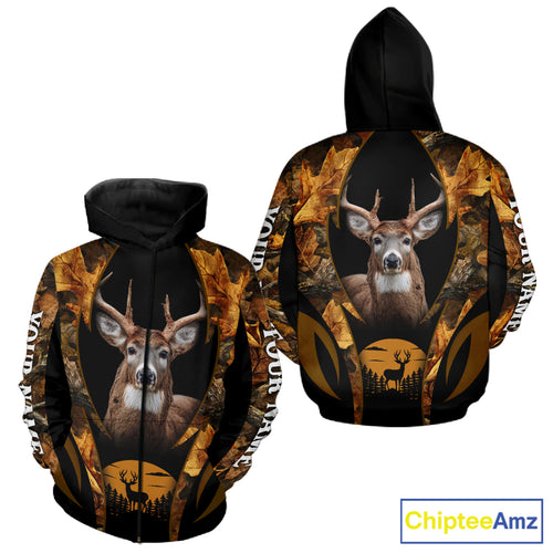 Deer Hunting Black With Camo Autumn - Personalized All Over Print Deer Hunting Clothes NHT190