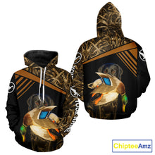 Load image into Gallery viewer, Black Mallard Duck Hunting Shirt With Black Lab Dog, Personalized Hunting Clothes NHT193