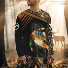 Load image into Gallery viewer, Black Mallard Duck Hunting Shirt With Black Lab Dog, Personalized Hunting Clothes NHT193