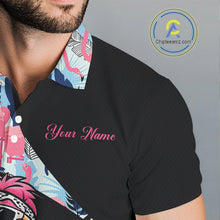 Load image into Gallery viewer, Funny Pink Flamingo Pattern Tropical Flamingo Golf Polo Shirt For Men, Custom Flamingo Golf Shirt For Team NHT653